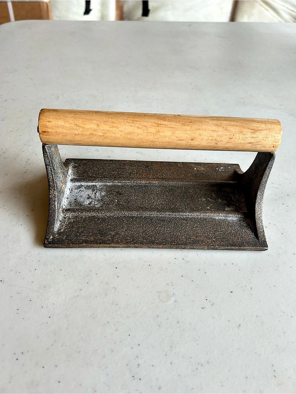 Vintage Wood Handle Cast iron Bacon Press-Kitchen